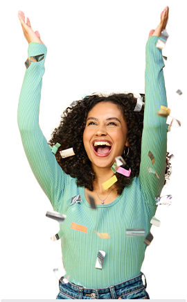 Women happy throwing confetti