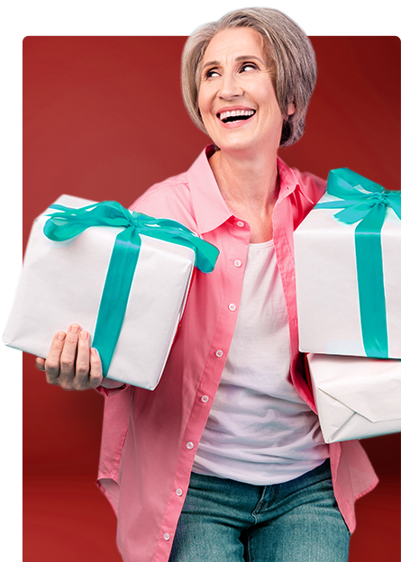 Woman holding gift boxes