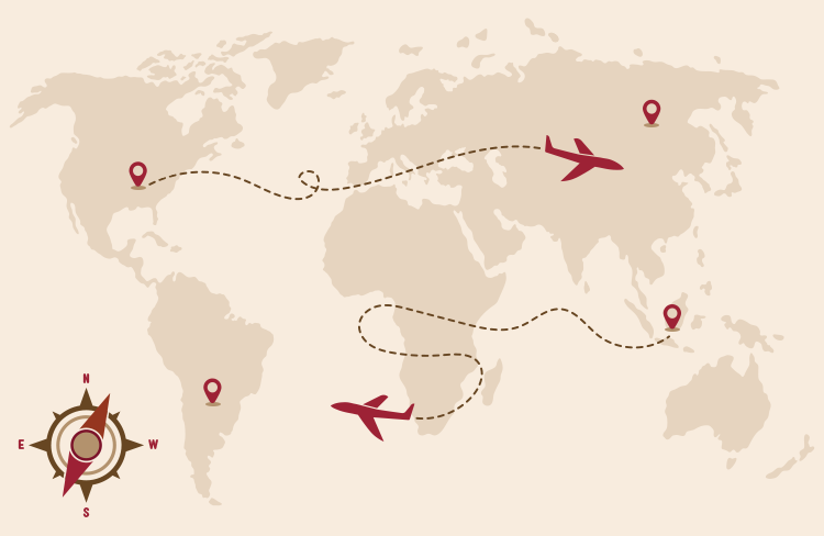 Map with airplanes