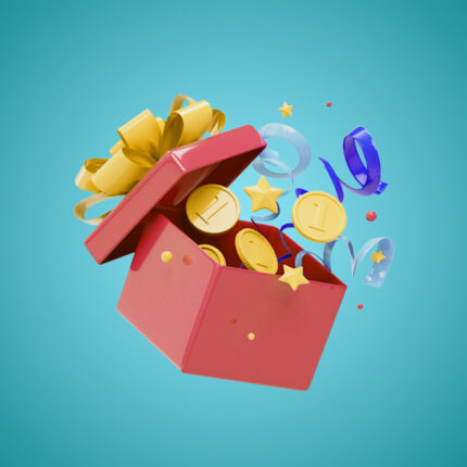 coins in gift box image